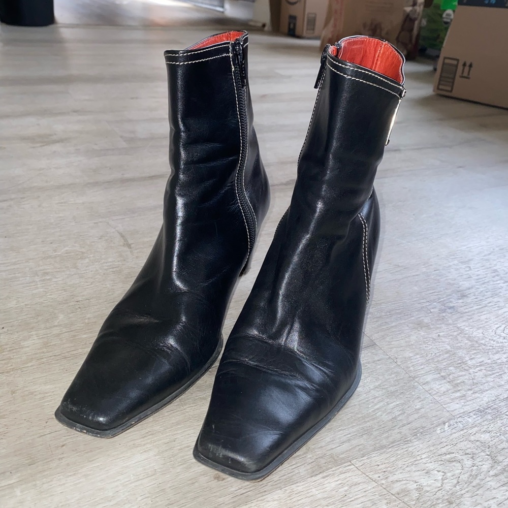 vintage Plumers Menorca full leather black square-toe boots size 7